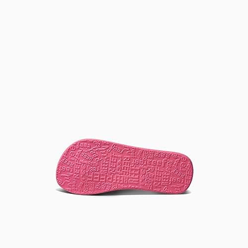 REEF Girls Kids Ahi Beach Flip Flop, Soft Cushion Footbed, Water Friendly Rainbows and Clouds