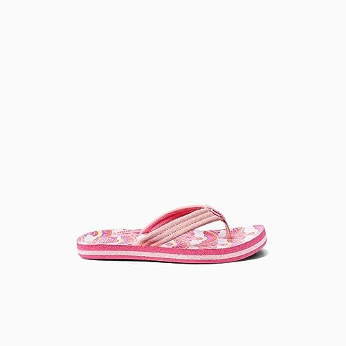 REEF Girls Kids Ahi Beach Flip Flop, Soft Cushion Footbed, Water Friendly Rainbows and Clouds