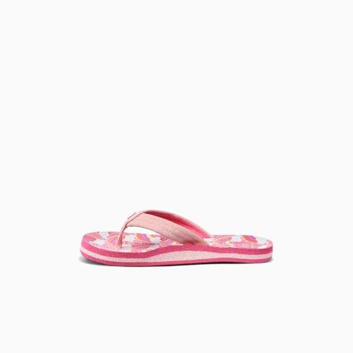 REEF Girls Kids Ahi Beach Flip Flop, Soft Cushion Footbed, Water Friendly Rainbows and Clouds