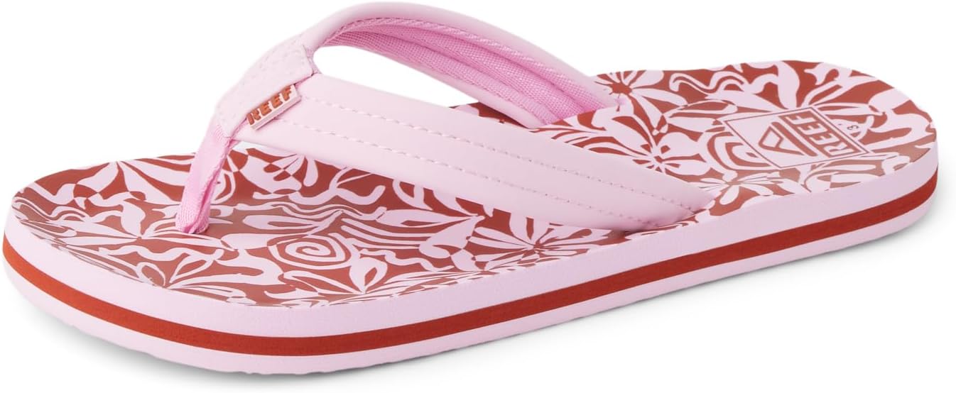 REEF Girls Kids Ahi Beach Flip Flop, Soft Cushion Footbed, Water Friendly initial