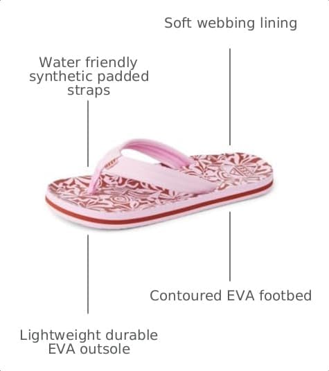 REEF Girls Kids Ahi Beach Flip Flop, Soft Cushion Footbed, Water Friendly initial