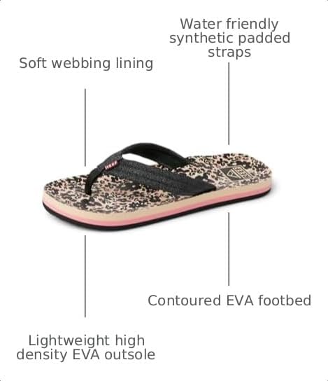 REEF Girls Kids Ahi Beach Flip Flop, Soft Cushion Footbed, Water Friendly initial