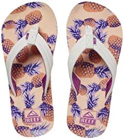 REEF Girls Kids Ahi Beach Flip Flop, Soft Cushion Footbed, Water Friendly Coral Pineapples