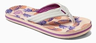 REEF Girls Kids Ahi Beach Flip Flop, Soft Cushion Footbed, Water Friendly Coral Pineapples