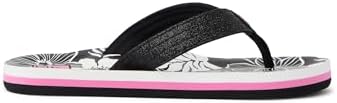 REEF Girls Kids Ahi Beach Flip Flop, Soft Cushion Footbed, Water Friendly PinkBlack Floral
