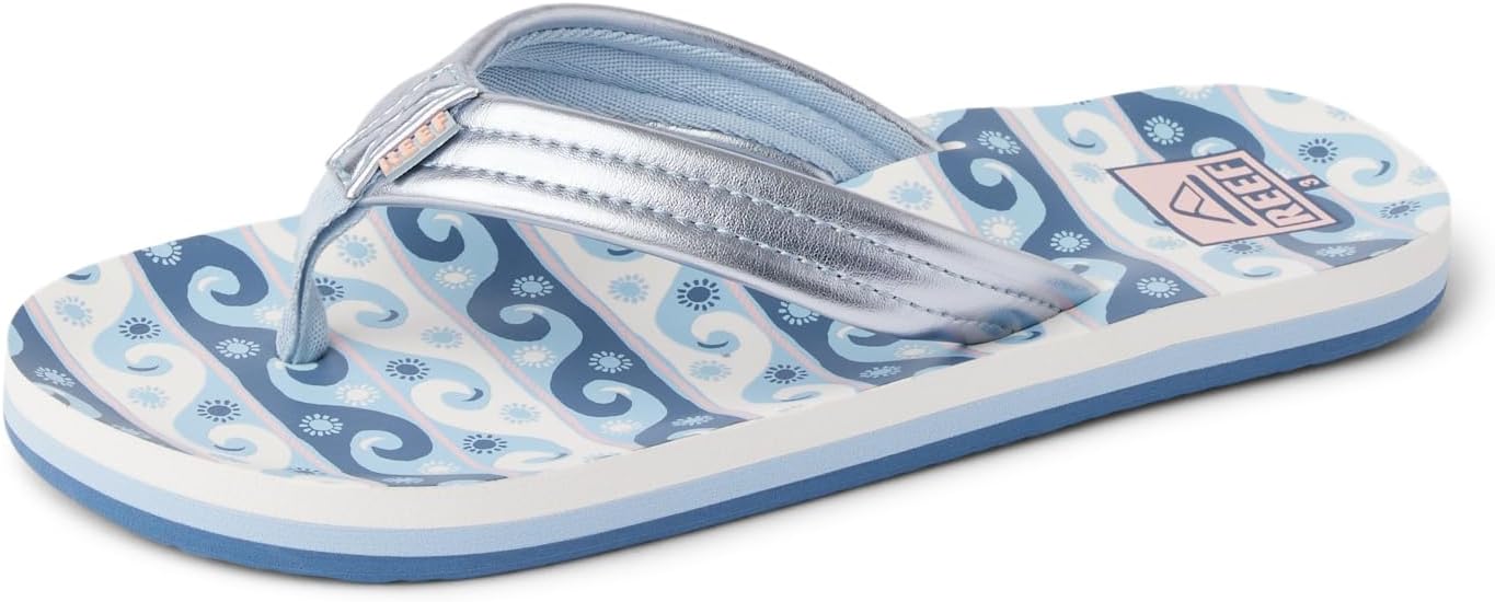 REEF Girls Kids Ahi Beach Flip Flop, Soft Cushion Footbed, Water Friendly Wavey