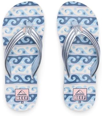 REEF Girls Kids Ahi Beach Flip Flop, Soft Cushion Footbed, Water Friendly Wavey