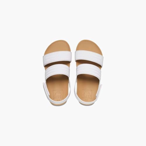 REEF Girls Kids Water Vista Platform Sandal, Water Friendly, Adjustable Strap White-tan23