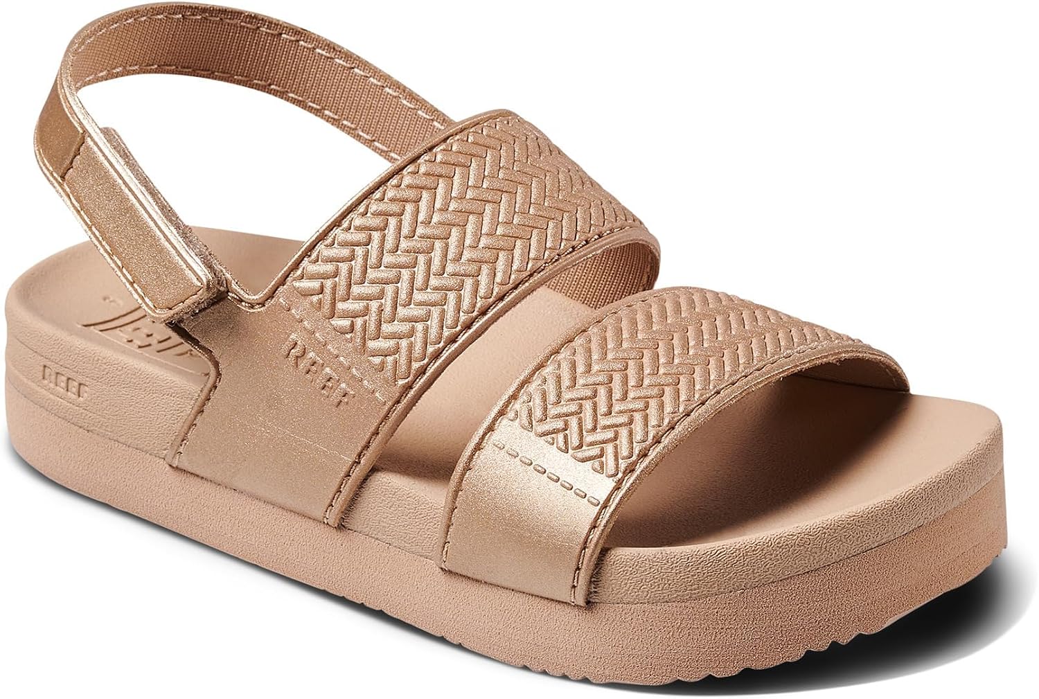 REEF Girls ToddlerLittle Kid Water Vista Platform Sandal, Water Friendly, Adjustable Strap Golden Hour