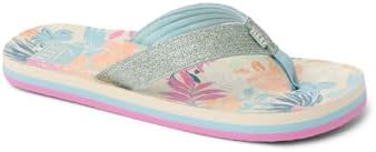 REEF Girls Kids Ahi Beach Flip Flop, Soft Cushion Footbed, Water Friendly Tropical Floral