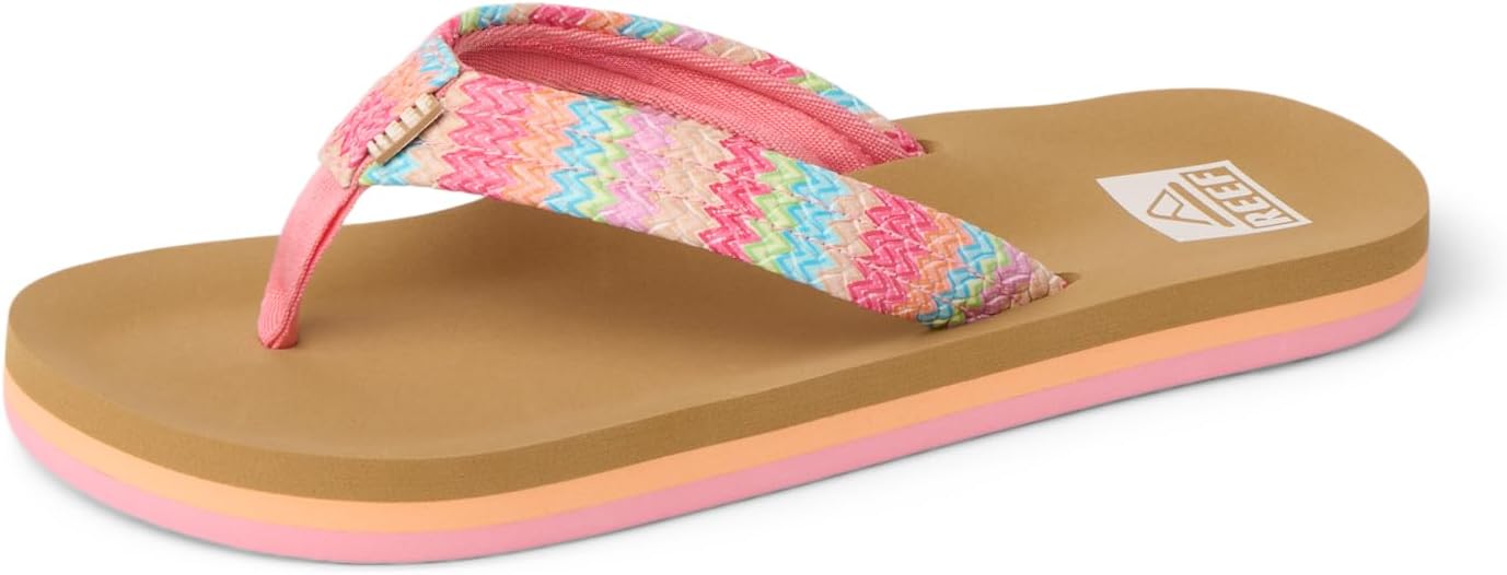 REEF Girls Kids Ahi Beach Flip Flop, Soft Cushion Footbed, Water Friendly Baja Pink