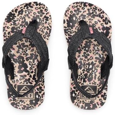 REEF Girls ToddlerLittle Kid Ahi Beach Flip Flop, Soft Cushion Footbed, Water Friendly Floral Cheetah