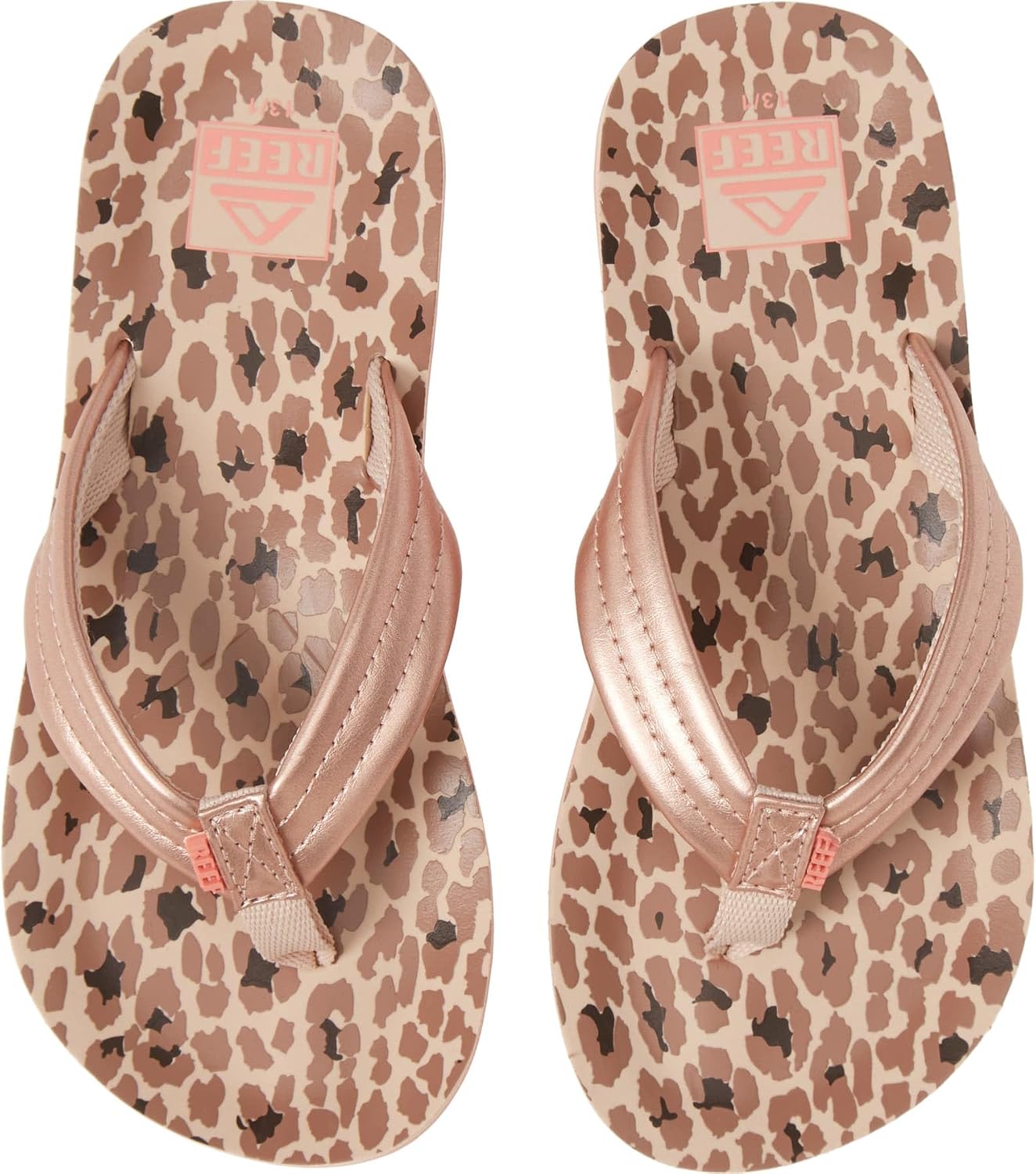 REEF Girls Kids Ahi Beach Flip Flop, Soft Cushion Footbed, Water Friendly Cheetah
