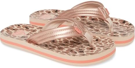 REEF Girls Kids Ahi Beach Flip Flop, Soft Cushion Footbed, Water Friendly Cheetah