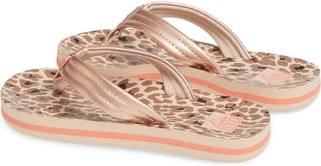 REEF Girls Kids Ahi Beach Flip Flop, Soft Cushion Footbed, Water Friendly Cheetah