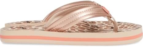 REEF Girls Kids Ahi Beach Flip Flop, Soft Cushion Footbed, Water Friendly Cheetah