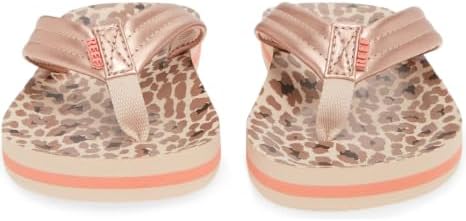 REEF Girls Kids Ahi Beach Flip Flop, Soft Cushion Footbed, Water Friendly Cheetah