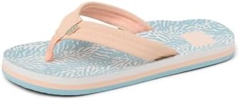 REEF Girls Kids Ahi Beach Flip Flop, Soft Cushion Footbed, Water Friendly Peach-blue Animal