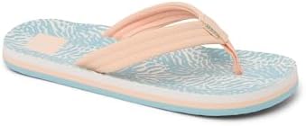 REEF Girls Kids Ahi Beach Flip Flop, Soft Cushion Footbed, Water Friendly Peach-blue Animal